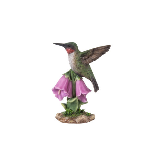 Hi-Line Kolibri Auf Fingerhut Statue – Aus Polyresin, Detailreich, Für Garten, Terrasse Oder Wohnung